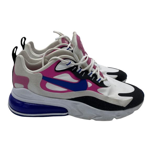 Nike Women's Air Max 270 React - White Fuchsia Blue - 9 - Picture 3 of 12
